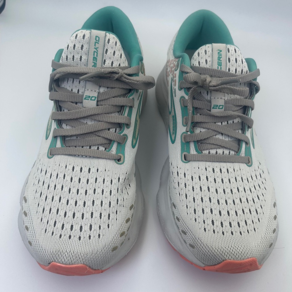 Brooks Glycerin 20 Running Shoes Womens 9.5 Grey Teal Orange Neutral Cushion